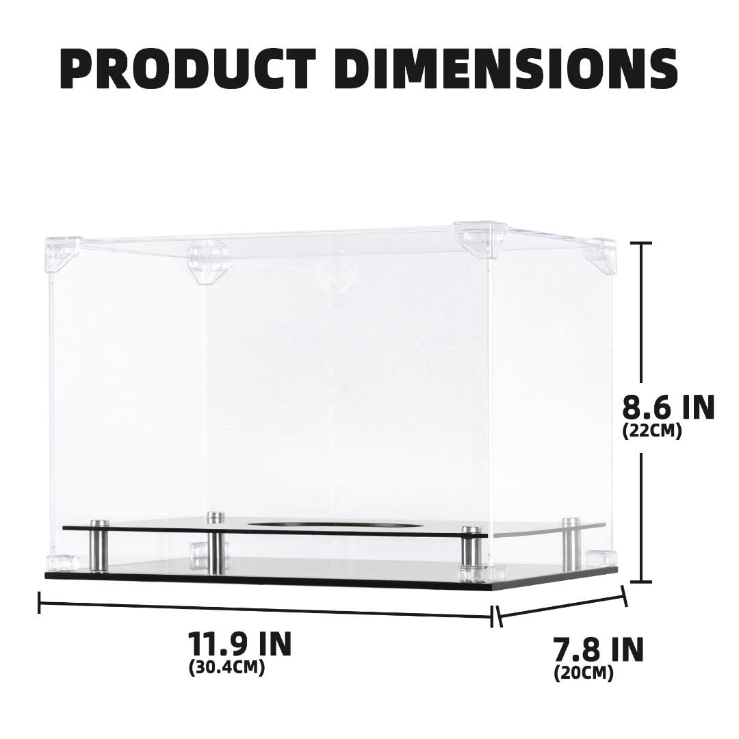 UV Protection Football Display Case Holder Stand Holder All Sides Clear Showcase (Rectangular)