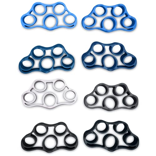 Finger Exercise Grip Strengthener, Finger Stretcher Hand Grip Resistance Bands Finger Extensor Exercise Bands for Carpal Tunnel Guitar Pianist Rock Climbing Tennis Trainer 8PCS