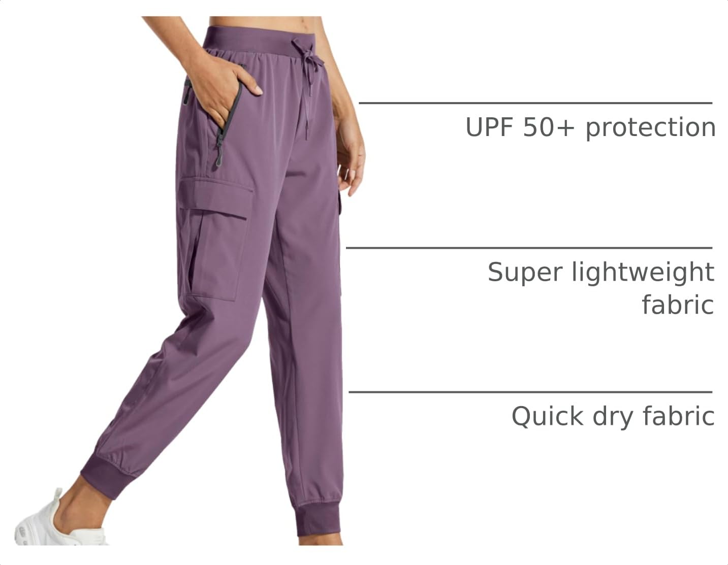 Libin Women's Cargo Joggers Lightweight Quick Dry Hiking Pants Athletic Lounge Casual Travel, Vintage Purple XS
