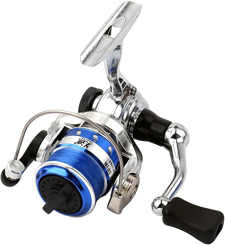 Mini Compact Metal Fishing Reel - Blue Pocket Spinning Wheel for Freshwater & Ice Fishing