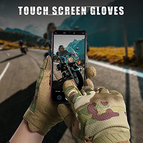 AXBXCX Tactical Gloves for Men Breathable Flexible Touch Screen Full Finger Gloves for Airsoft Paintball Motorcycle Cycling Hunting Camping Camouflage M