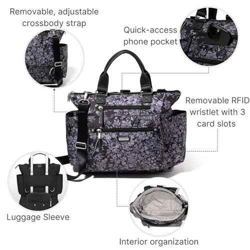 Baggallini Womens 3-in-1 Convertible Backpack, Black Hydrangea, One Size US