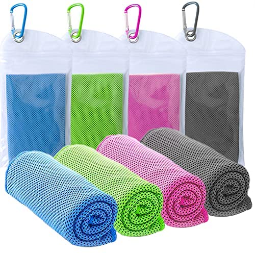 TowelTouch Cooling Towel 4 Packs (40"x12"),Cooling Towels for Neck and Face, Soft Breathable Chilly Towel for Yoga, Workout, Gym, Golf, Camping, Outdoor Sports Towel for Instant Cooling Relief