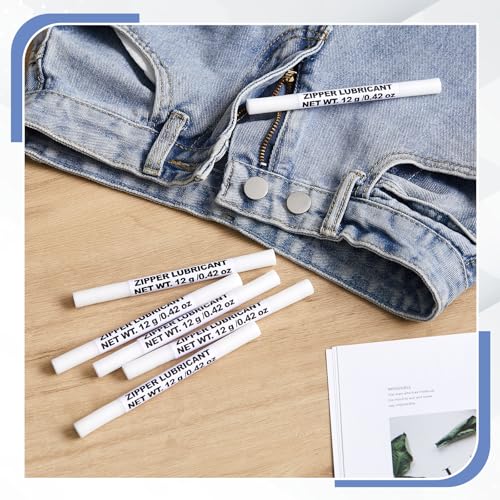 Nuanchu 6 Pcs Zipper Wax Snap and Zipper Lubricant Stick, Zip Lube for Lubricating and Protecting Plastic and Metal Zippers - Ideal for Boat, Canvas, Backpacks, Tents, Jackets, and More (0.42 Oz)