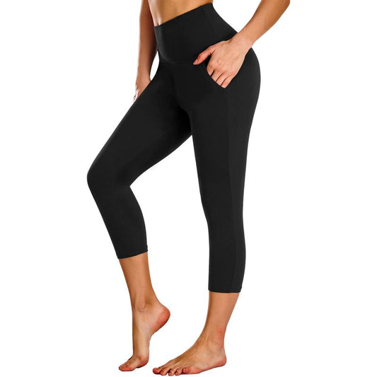 Capri Leggings for Women with Pockets,High Waisted Yoga Pants Tummy Control Black Leggings Workout Capris Womens Leggings with Pockets Buttery Soft Stretch Yoga Leggings for Cycling Running Athletic