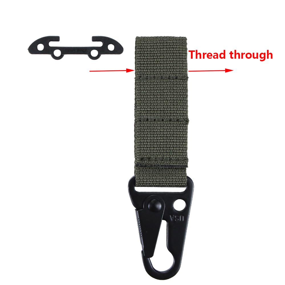 Tactical Gear Clip Clash Hook Hanging Carabiner T-Mount MOLLE Webbing Battle Belt Clip Metal Key Holder Vest Accessories (Ranger Green Clash Hook(1pack))