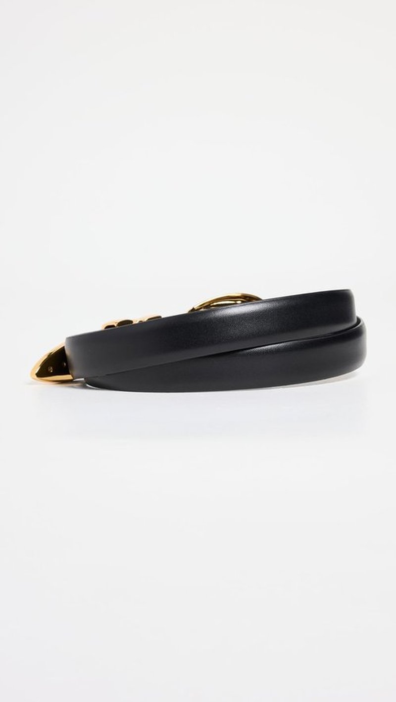 Madewell Women's Triple Metal Keeper Belt, True Black with Gold Hardware, Small