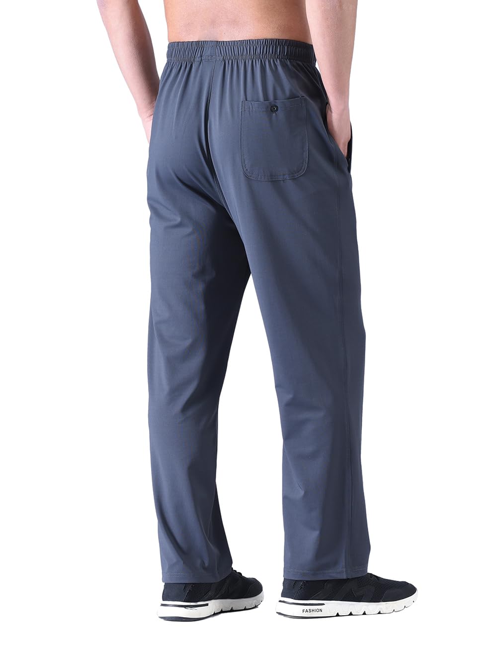 Zoulee New Men's Front Zipper Fly Open-Bottom Sweatpants Jogger Pants Dark Grey L