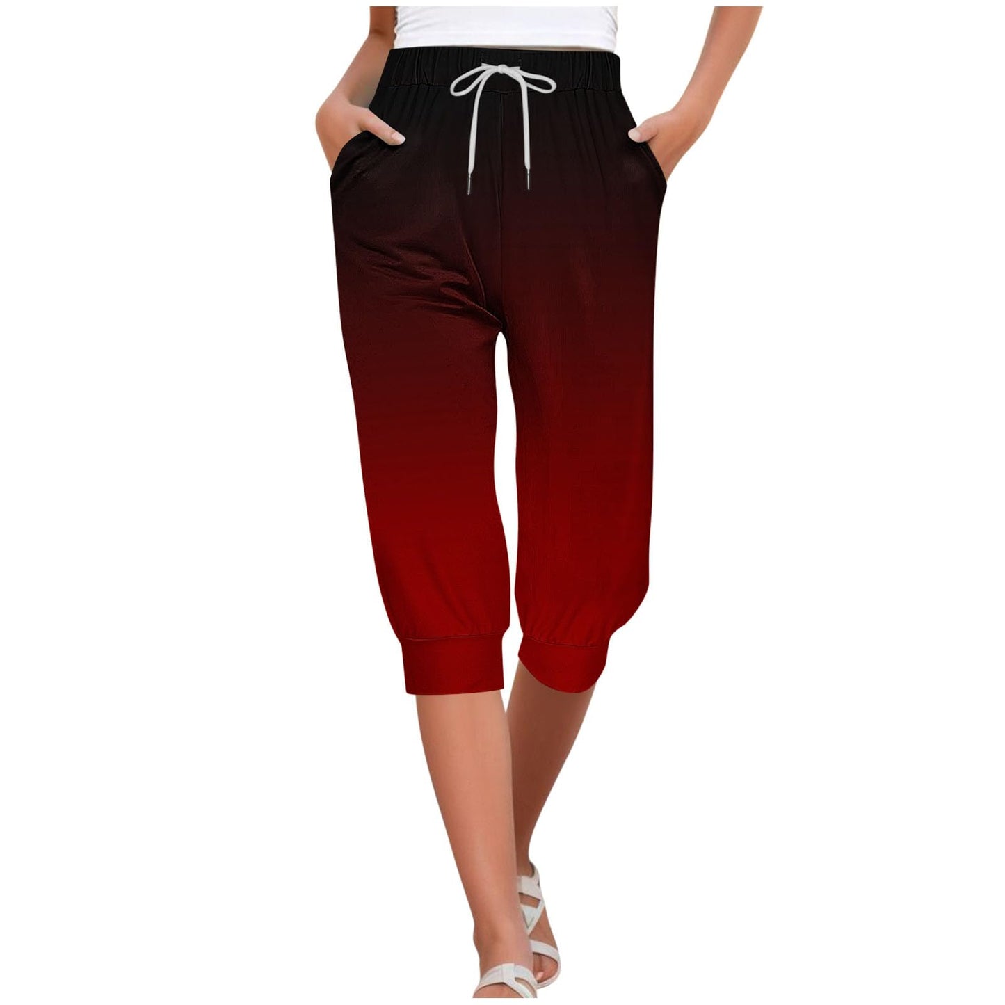 Womens Capri Sweatpants Joggers Summer Casual Cropped Jogger Pants Gym Workout Yoga Capris with Pockets