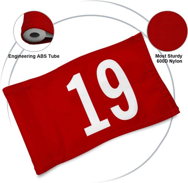 2BUT Standard Golf Flag Number 19 Golf Pin Flag Practic Putting Green Golf Flag For Backyard Garden Double-Sewn 600D Nylon Miniature Pin Flag (8"x6")