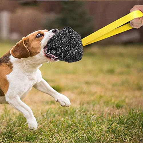 Dog Training Bite Pillow - Jute Tug Toy for Puppies | Safe Interactive Fetch Pad (3.54x3.54 inch, Black)