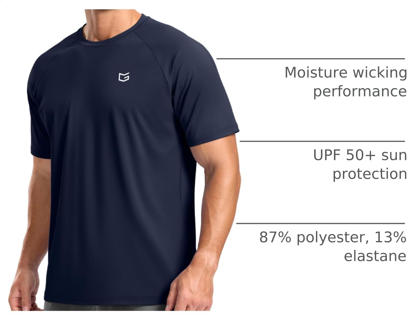 G Gradual Men's Athletic Workout T-Shirts Moisture Wicking Cooling Running Shirts Short Sleeve Performance Tee for Gym Tennis(Navy,4XL)