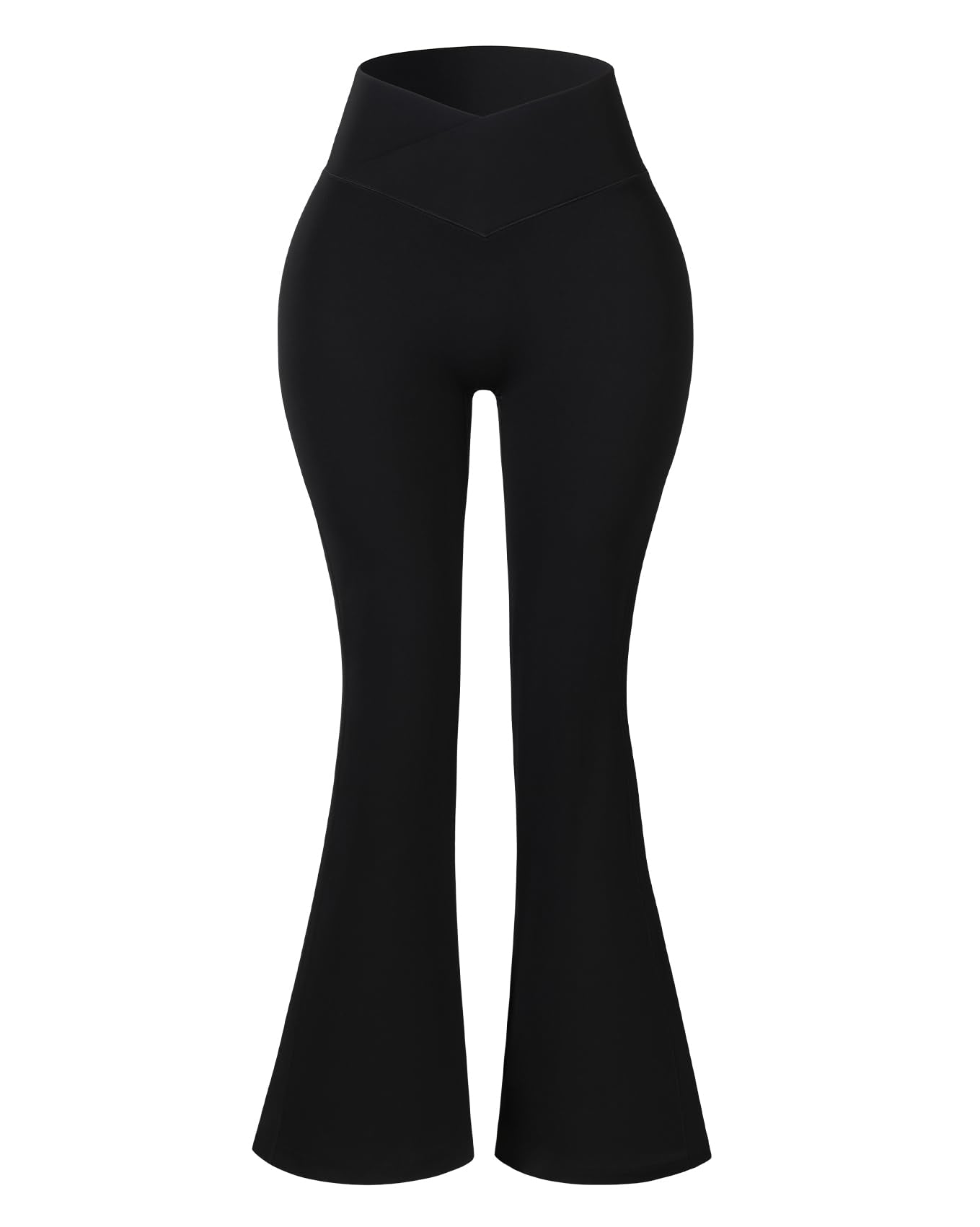 AUROLA Fire Flare Leggings for Women, Crossover High Waisted Yoga Pants Tummy Control Wide Leg Bootcut Leggings-30 Inseam(Black,S)