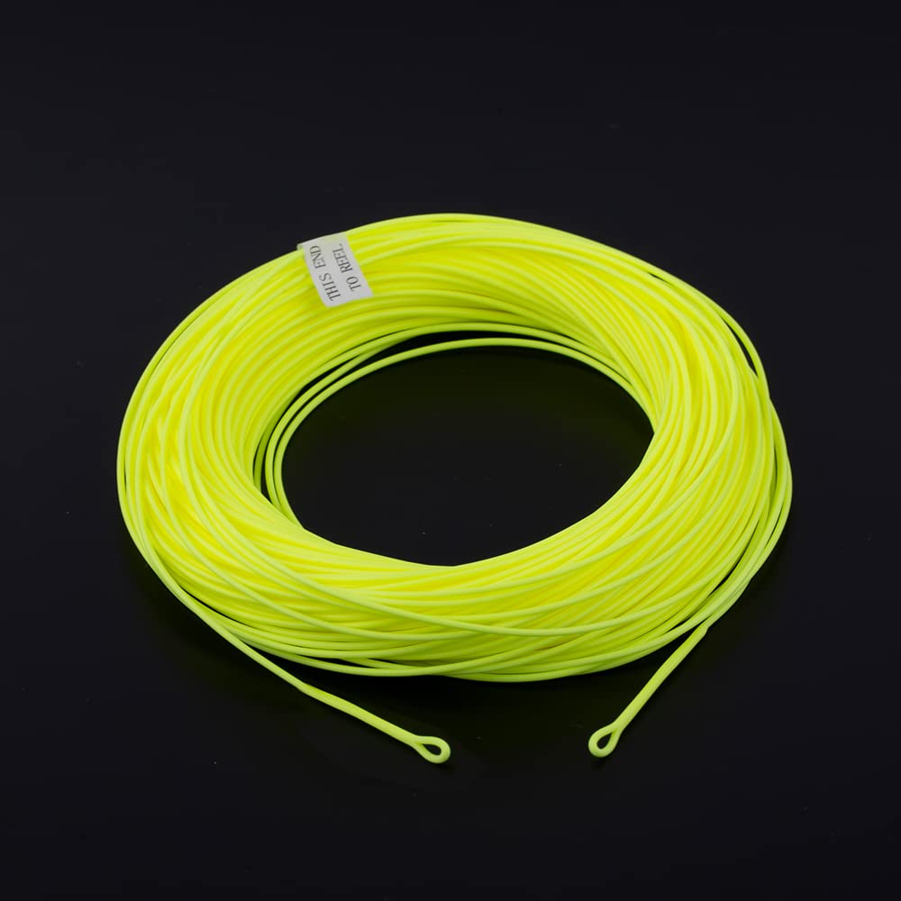 HERCULES Fly Fishing Line Floating Weight Forward Fly Line with Double Welded Loop, Fluorescent Yellow, WF4F 90FT