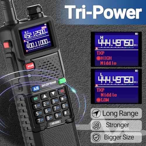 Ham Radio Baofeng AR-5RM Radio 10W Ham Radio Long Range 5RM Handheld Two Way Radio NOAA Weather Radio Rechargeable Long Range Walkie Talkies Copy Frequency 999CH with Type-C Charging 2 Pack Battery