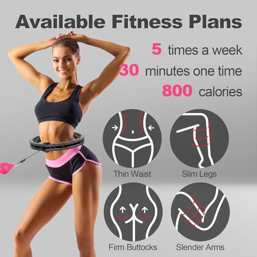 Leann L!fe U1-32 Knots 19”- 65”, Magnetic Lock Weighted Hula Hoop for Adults Weight Loss, Infinity Hoop Plus Size, Fitness Exercise, Abdominal Toner, 5 Color Balls, Free Waist Trimmer