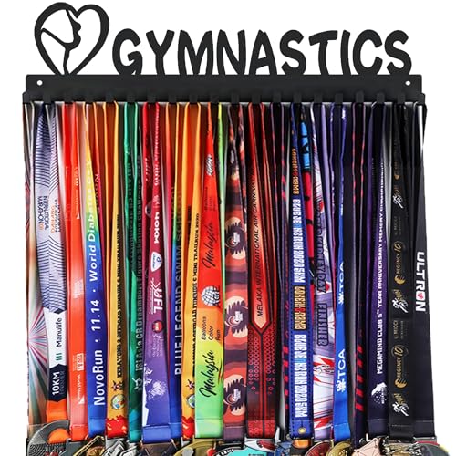 Goutoports Medal Holder Display Hanger Rack Frame for Sport Race Runner-Running Medal Hanger Display-Sturdy Black Steel Metal Over 60 Medals Easy to Install-HOL40