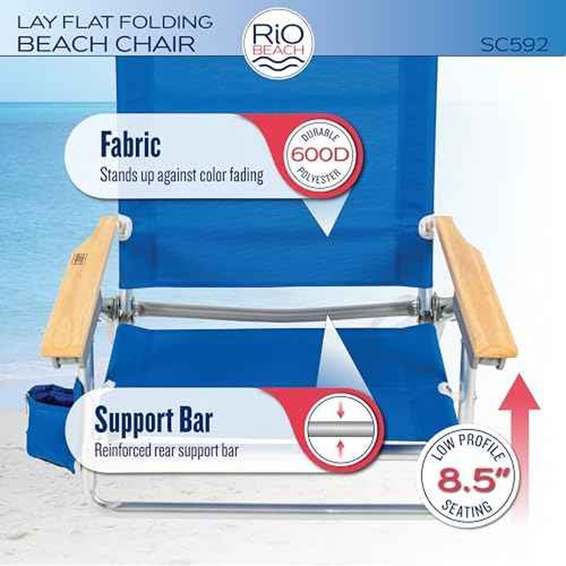 Rio Beach Classic 5-Position Lay-Flat Folding Beach Chair