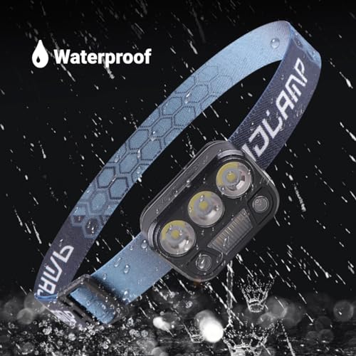 Udihch Rechargeable Headlamp, Led Flashlight with Motion Sensor, 5 Mode High Performance Head Light for Outdoor Fishing Camping Running Hunting