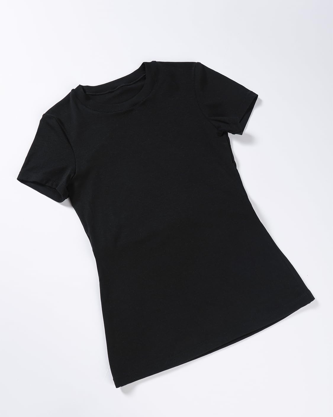 AUROLA Everyday Fitted T-Shirt for Women,Crew Neck Basic Short Sleeves T ShirtCrop Tops Modal Slim Fit Tee (Black,M)