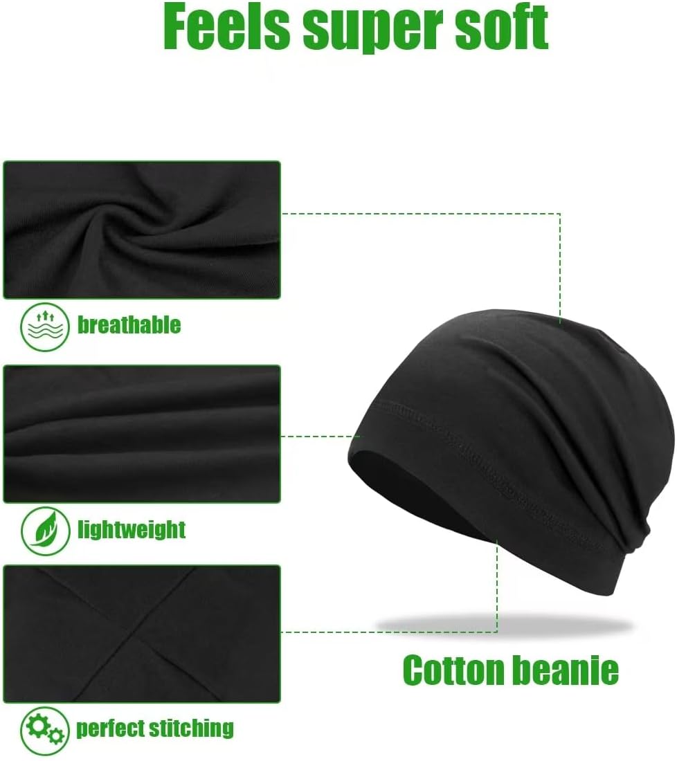 Lightweight Cotton Beanie - Breathable Summer Skull Cap for Running, Cycling, Hiking & Fishing