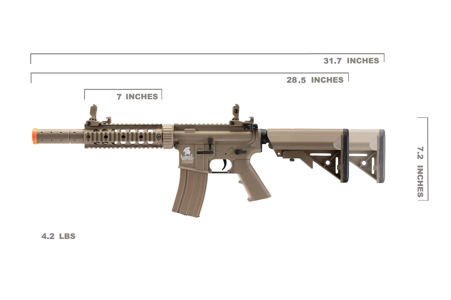 Lancer Tactical Gen 2 Durable Airsoft Gun SD M4 Polymer- Full/Semi-Auto Piactinny Rail AEG Rifle with 0.20g BBS, Charger and Battery