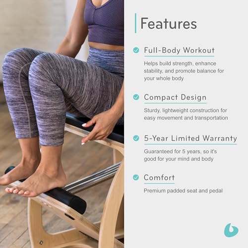 Balanced Body EXO Pilates Chair, Pilates Equipment for Home and Studio Use, Single Pedal