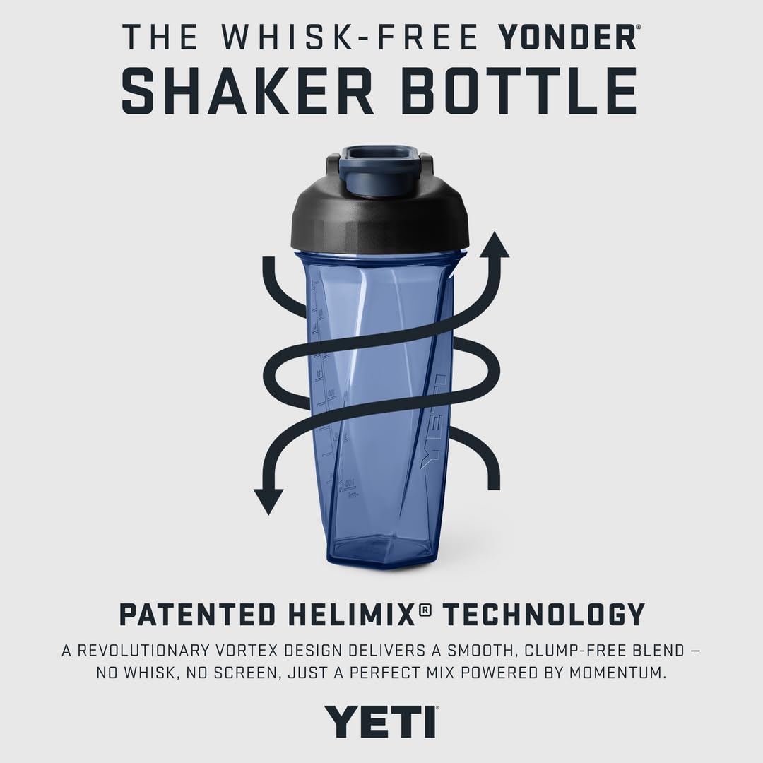 YETI Yonder Helimix Vortex Blender Shaker Bottle Holds up to 27oz | No Blending Ball or Whisk | USA Made | Portable Pre Workout Whey Protein Drink Shaker Cup | Dishwasher Safe, Rescue Red