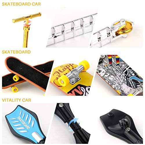 Mini Bike Finger Bike Finger Skateboard Set,Excellent Functional Miniature Toys Mini Extreme Sports Finger Bicycle Skateboard Cool Boy Toy Creative Game Toy Set Collections Cake Decoration (8PCS)