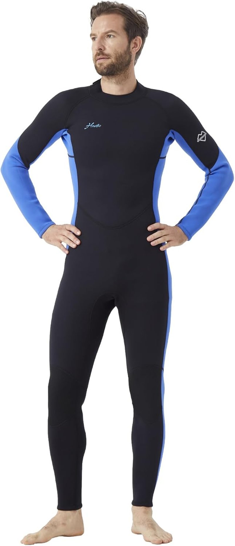 Hevto Men’s 3/2mm Neoprene Wetsuit - Front & Back Zip for Cold Water Surfing, Swimming, Diving