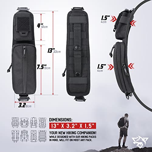 WYNEX Molle Accessories Pouch of Double Zipper Pocket Version, Backpack Strap Pouch Shoulder Strap Molle Attachment Tactical Accessories Bag Shoulder Starps Zipper Pocket Additional Phone Holder