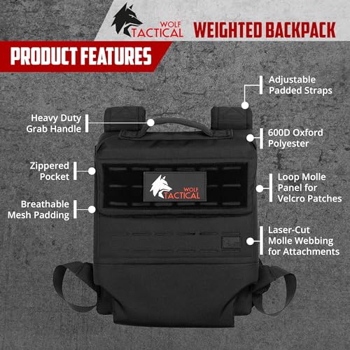 WOLF TACTICAL Weighted Backpack Rucking Backpack for Ruck Plates Weight Plates Rucksack for Running Walking Strength Training