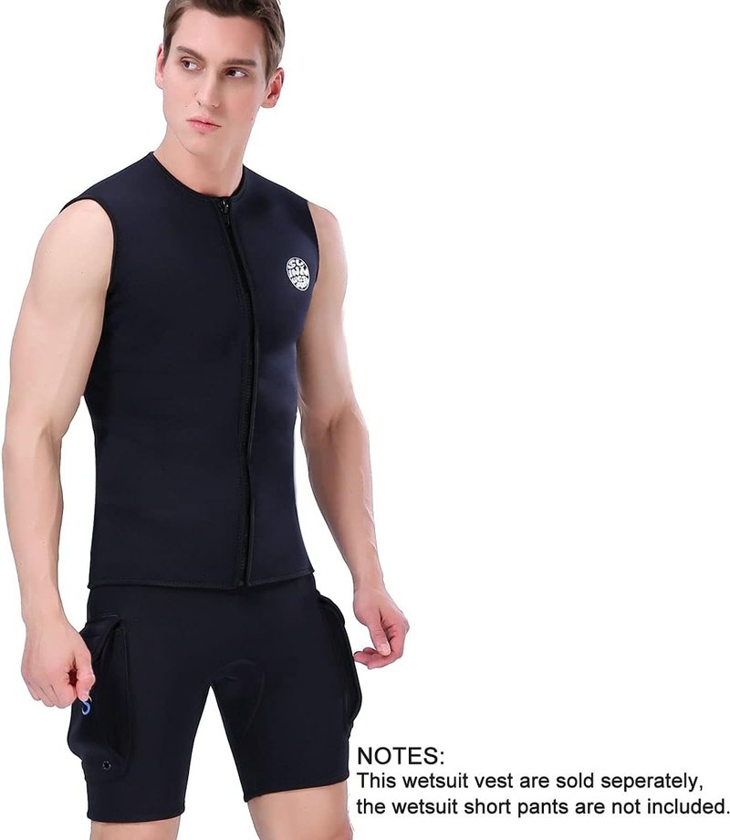 Men's 3mm Neoprene Wetsuit Vest - Premium Sleeveless Top for Surfing, Canoeing & Scuba Diving