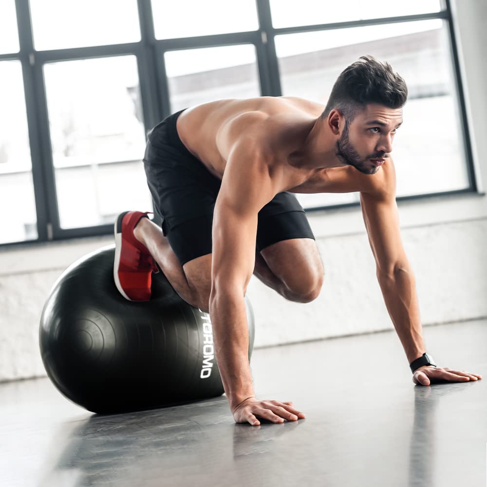 STOROMO Exercise Ball,Yoga Ball(with Exercise Tutorial)，Extra Thick Non-Slip,Holds 2500 lbs, Workout Ball for Pregnancy Birthing and Balance Stability (Black, 45cm/17.7in)