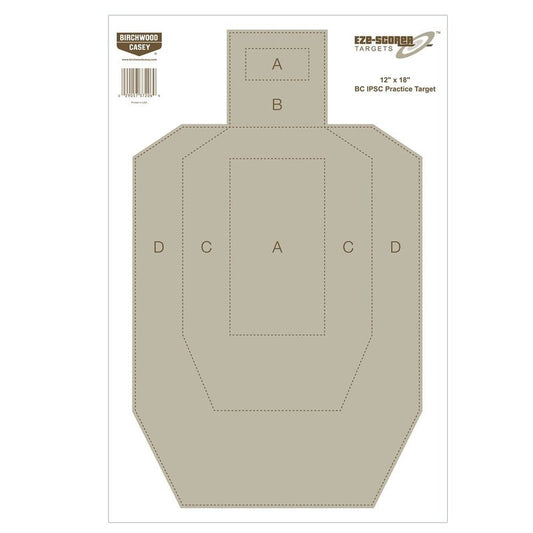 BIRCHWOOD CASEY 12" x 18" Eze-Scorer IPSC Practice Shoot-Up Brilliant White Paper Targets for Indoor and Outdoor Use, 100 Targets