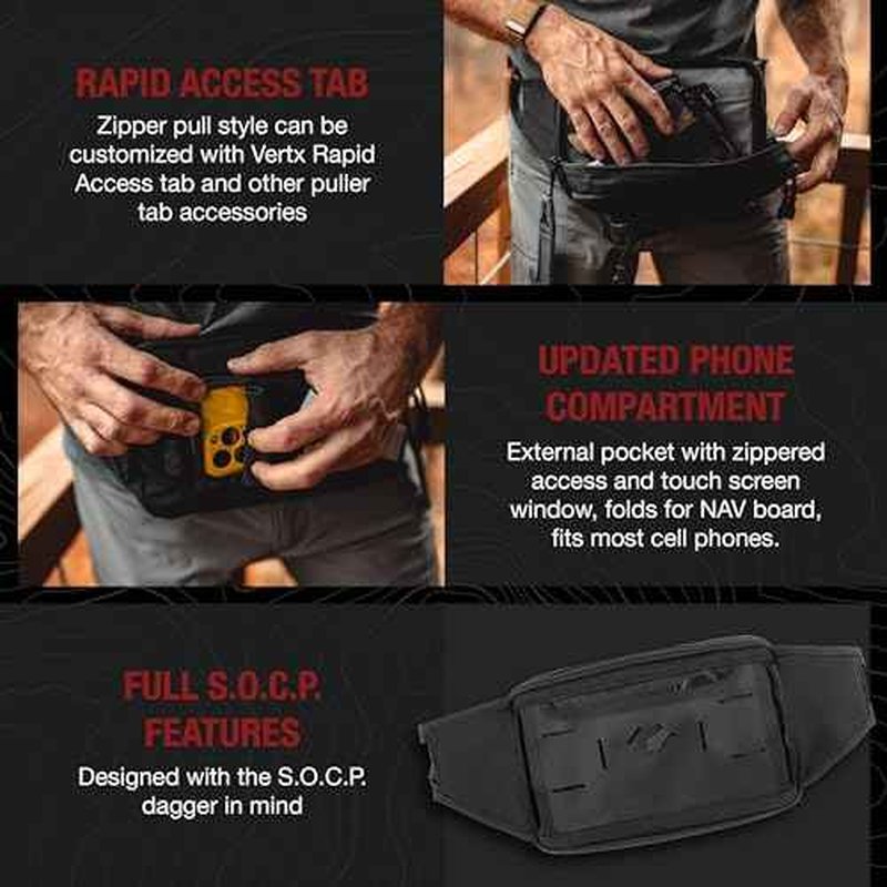 Vertx S.O.C.P. Tactical Fanny Pack, CCW Crossbody Waist Bag for Men and Women, Concealed Carry, EDC, Travel, Work