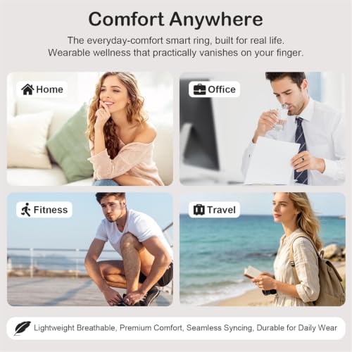 Genhaoqi Silver 9# Smart Sleep & Health Tracking Ring for Women & Men