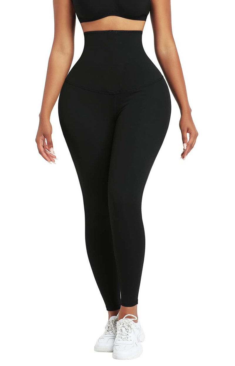 huiming Sauna Sweat Pants Shorts Slimming Compression Workout Thermo Waist Trainer for Women Leggings Body Shaper Weight Loss (S/M) Black