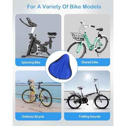 Gel Bike Seat Cover, Bicycle Seat Covers, Adjustable Bike Seats Cushion for Women Men Comfort Compatible, Suitable for Outdoor and Indoor (11x10 inch)
