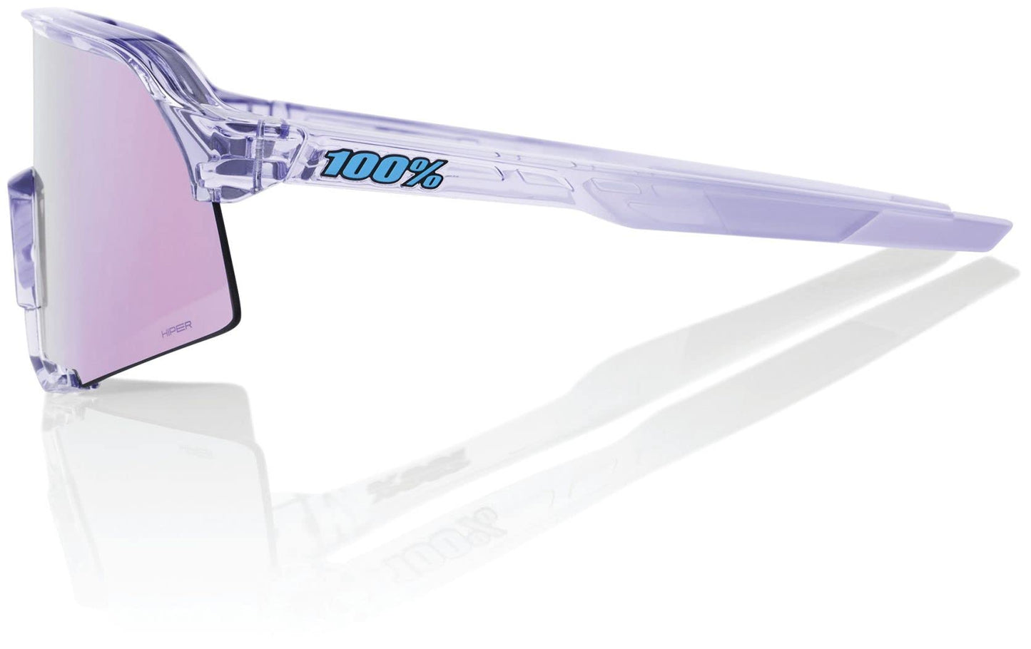 100% S3 Sport Performance Cycling Sunglasses (Polished Translucent Lavender - HiPER Lavender Mirror Lens)