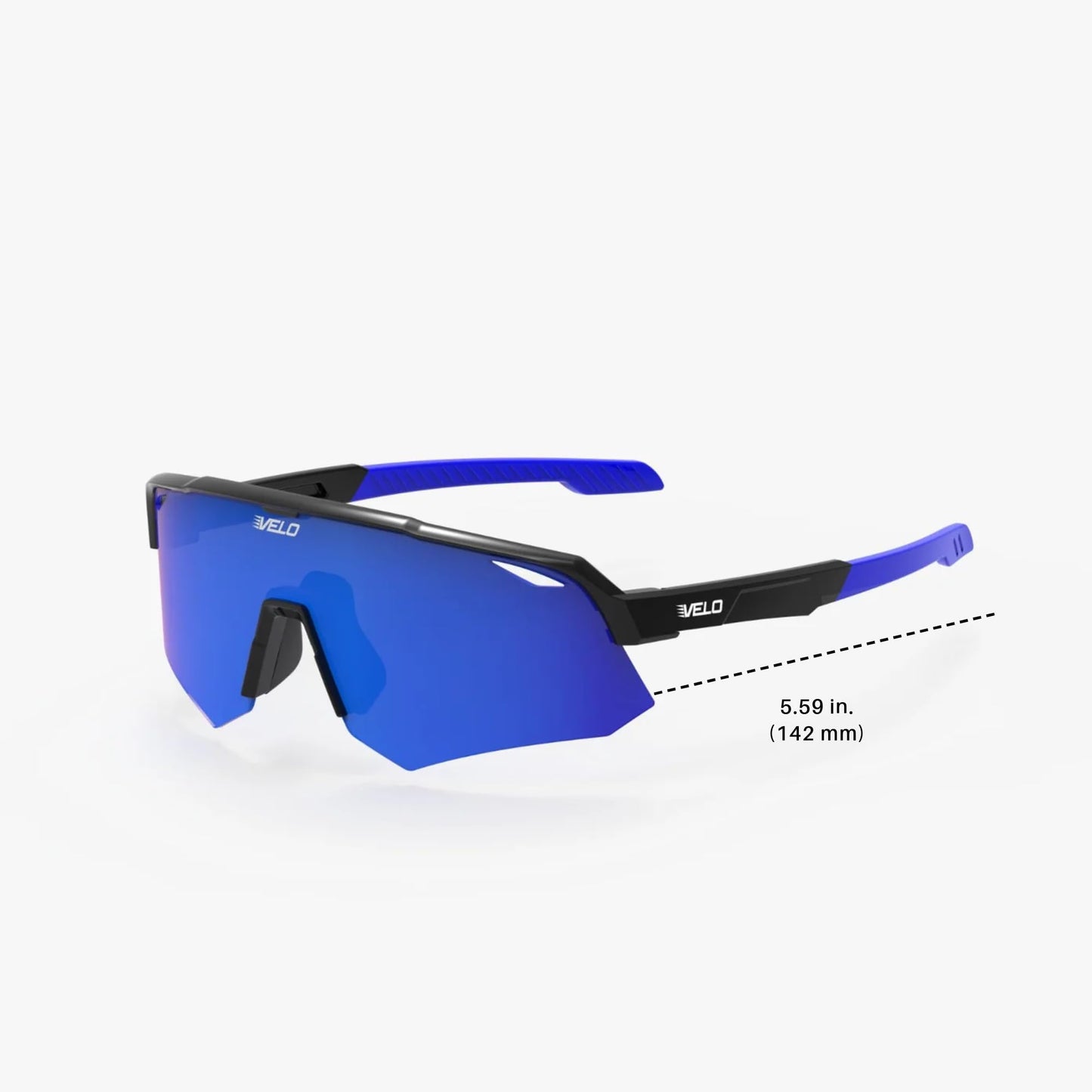 VELO Cutter Sports Sunglasses – 100% UV400 (Black Hyper Blue, Small Adult/Youth)