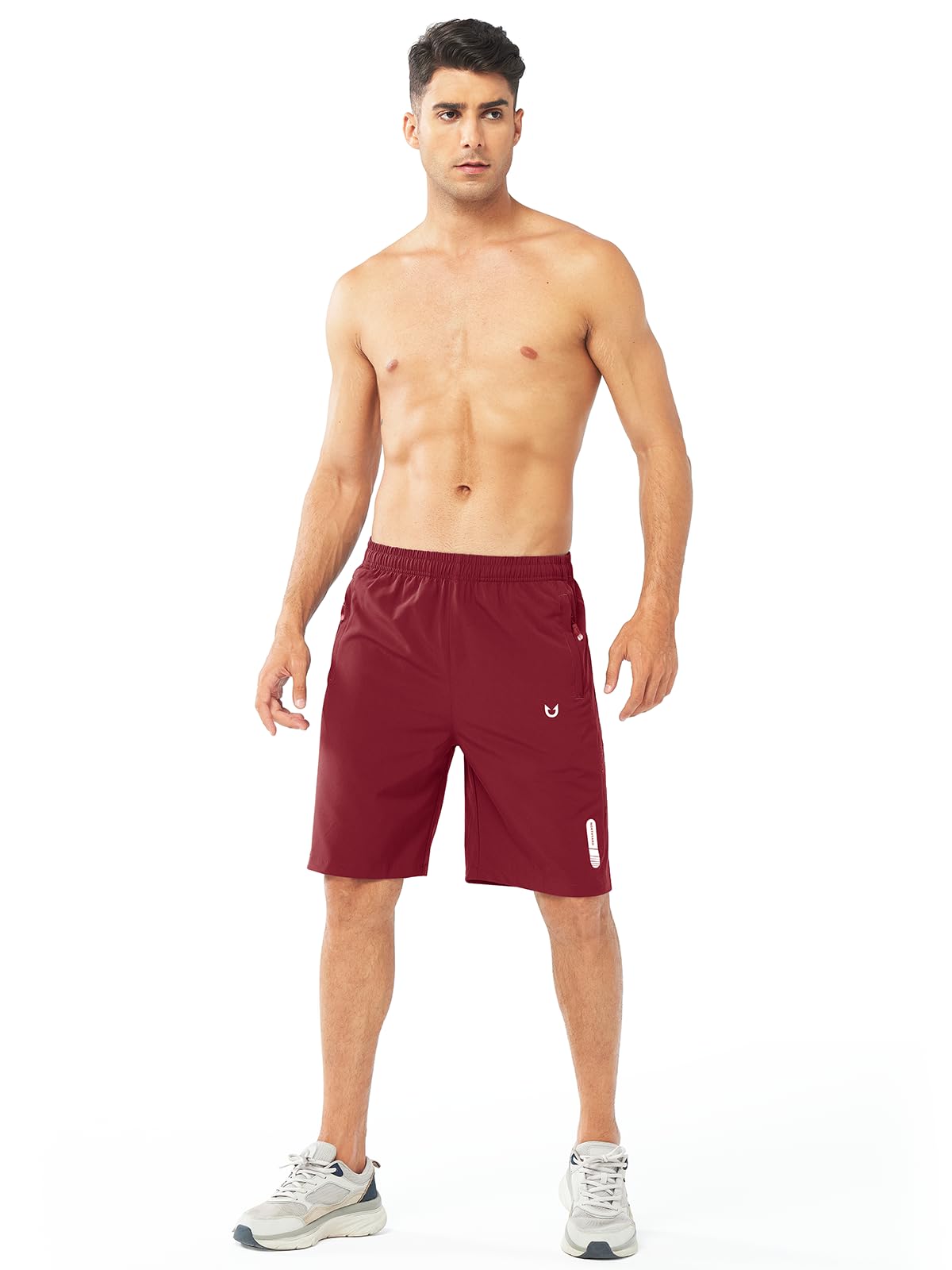 NORTHYARD Men's Athletic Running Shorts Gym Workout 7"/9"/5" Quick Dry Lightweight Sports Basketball Tennis 3 Zipper Pockets WINERED-9inch 4XL
