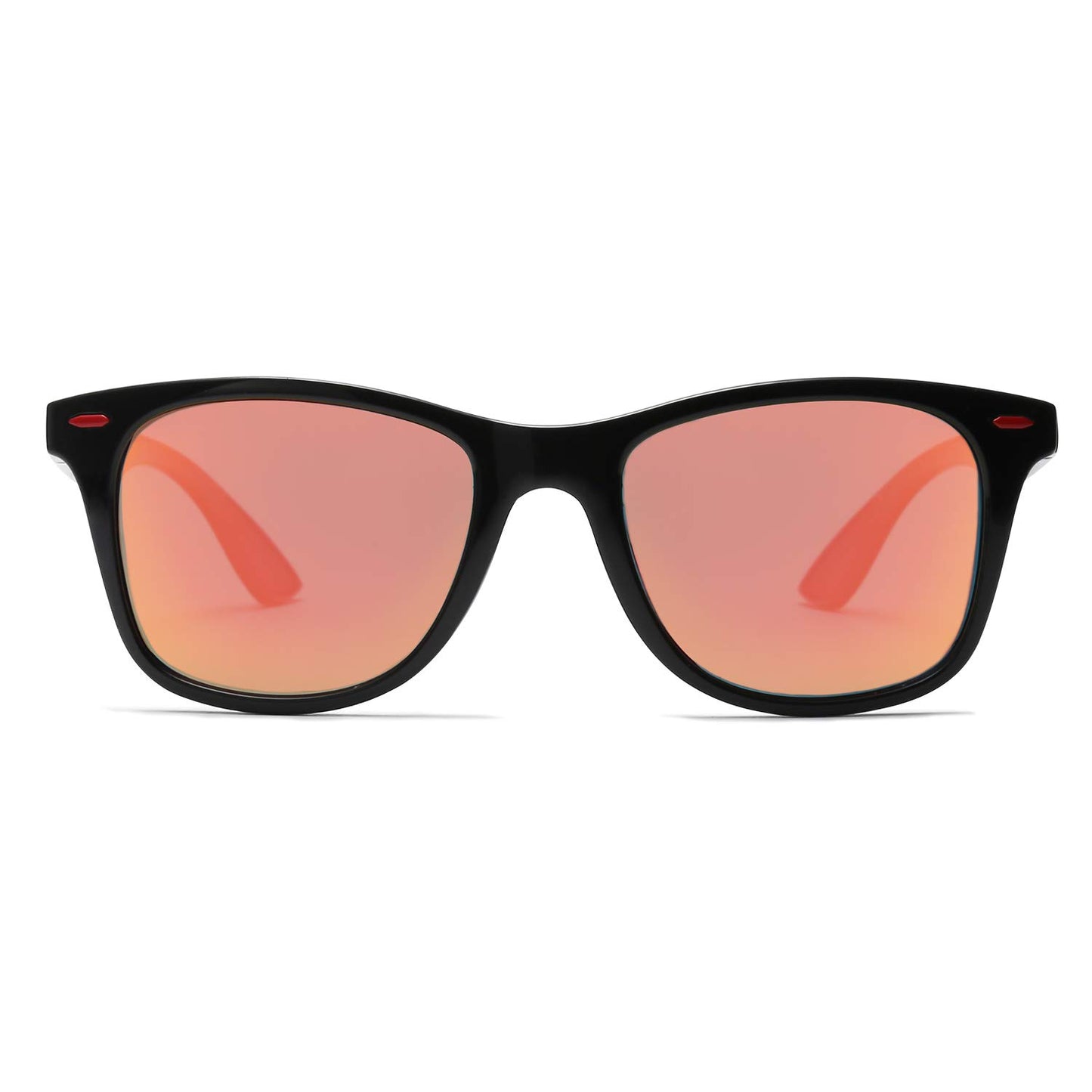 SOJOS Polarized Sports TR90 Sunglasses for Running Cycling Fishing Golf Driving SJ2101 with Black Frame/Red Mirrored Lens