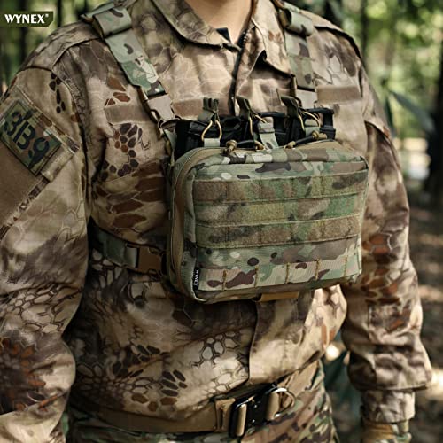 WYNEX Tactical Mag Admin Pouch, Molle Utility Tool Pouch Medical EMT Organizer with Triple Stacker Magazine Holder for M4 M16 Patch Included