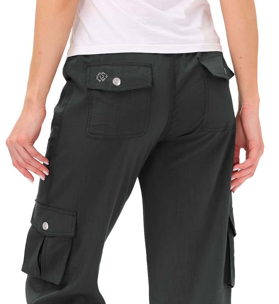 MoFiz Womens Capris with Pockets Loose Fit Casual Capri Pants Dressy Lightweight Ladies Baggy Cargo Pants for Hiking Dark Grey 3XL