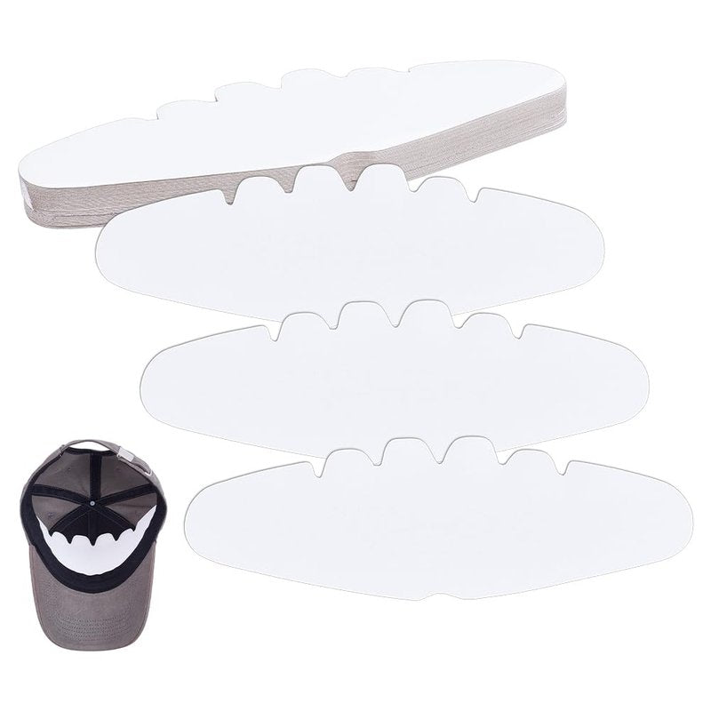 FINGERINSPIRE 50 Pcs Baseball Caps Inserts Shapers 3.7x11.2inch White Baseball Caps Inserts Universal Cap Inner Liner Cardboard Hat Support Brim Holder for Fitted Ball Sports Cap Insert