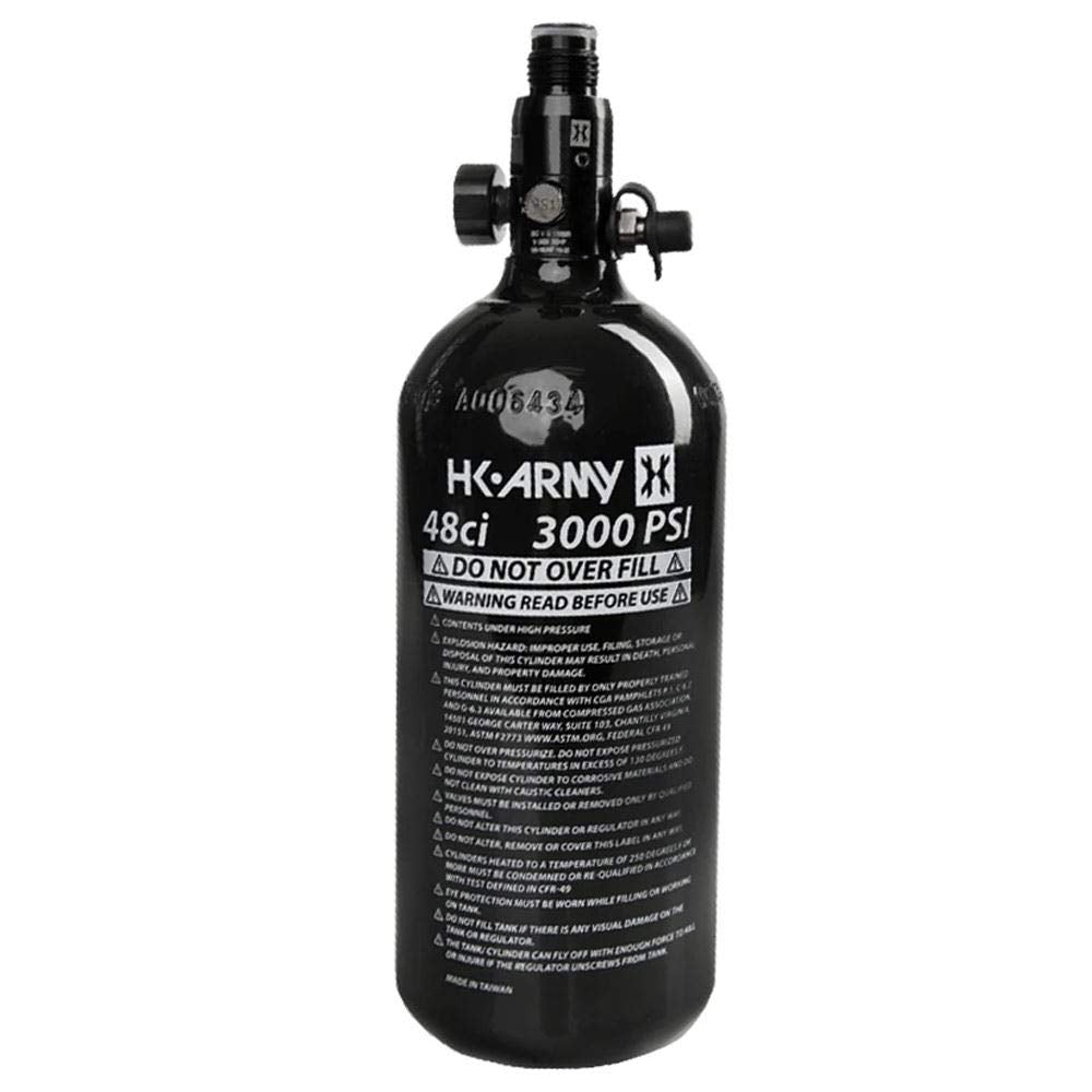 HK Army 48ci/3000psi Aluminum Compressed Air HPA Tank - Refillable High Pressure System for Paintball & Airsoft Gear - Black