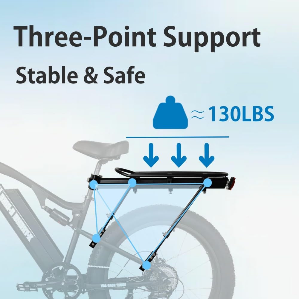 Fat Tire Bike Rack and Electric Bike Rack, Parrilla para Bicicletas Trasera, Ideas as Cargo Rack with Load Capacity (60KG Load Capacity)
