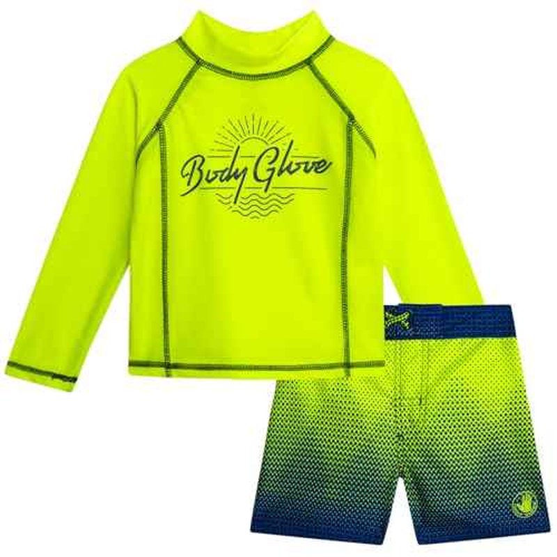 Body Glove Toddler Boys Swim Set - 2 Piece UPF 50+ Quick Dry Swim Trunks and Rash Guard for Boys Kids Swimwear (Sizes: 2T-4T)