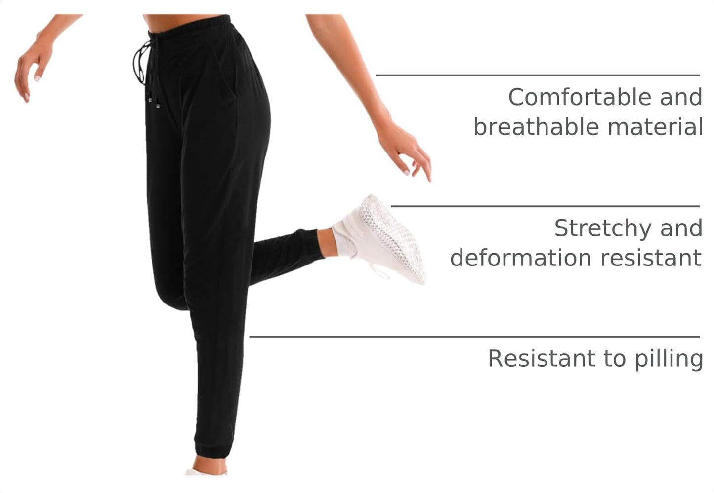 Stanpetix Sweatpants for Women with Pockets Black Large